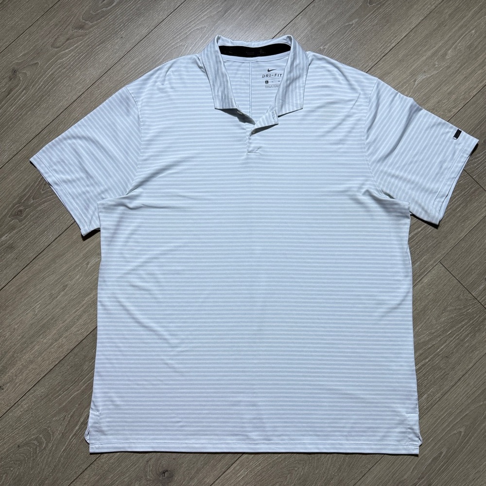 Nike Light Blue Striped Polo Shirt